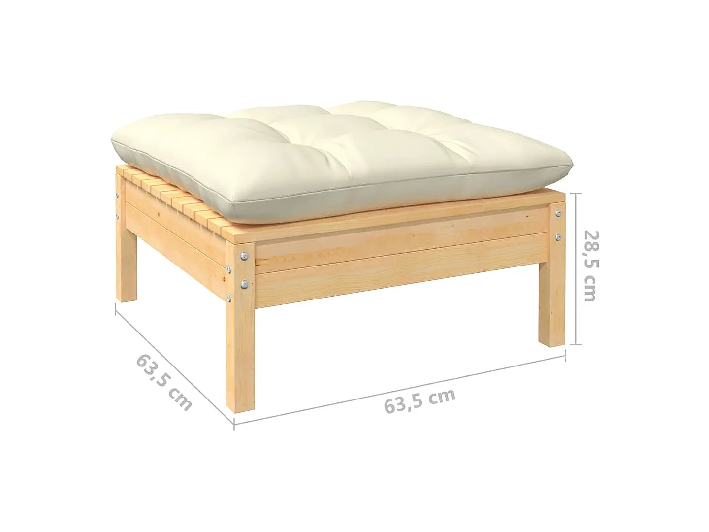 13-tlg. Garten-Lounge-Set mit Creme Kissen Kiefernholz