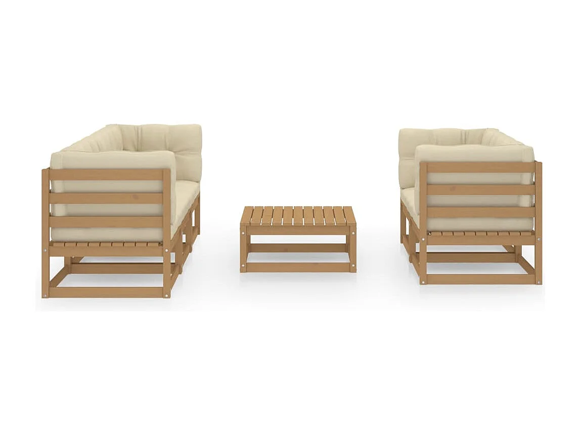 Set Divani da Giardino 6 pz con Cuscini Legno Massello di Pino