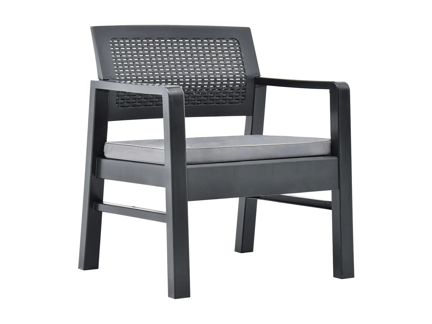 3-delige Loungeset met kussens kunststof grijs