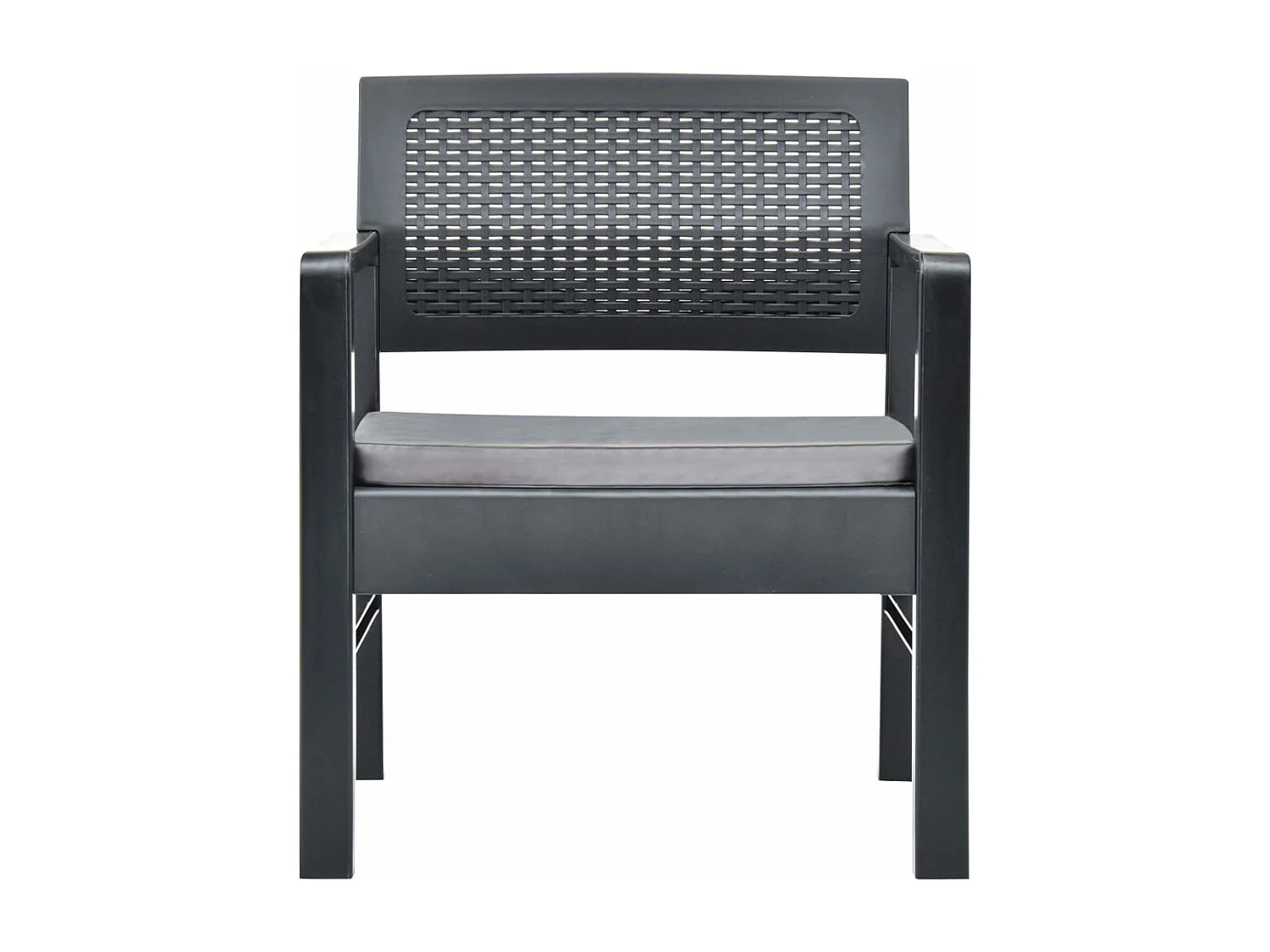 Salon de jardin 3 pcs avec coussins Plastique Gris