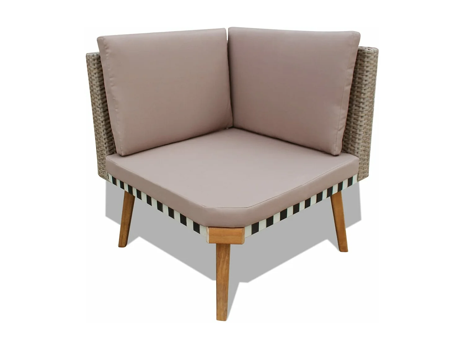 4-delige Loungeset met kussens poly rattan grijs