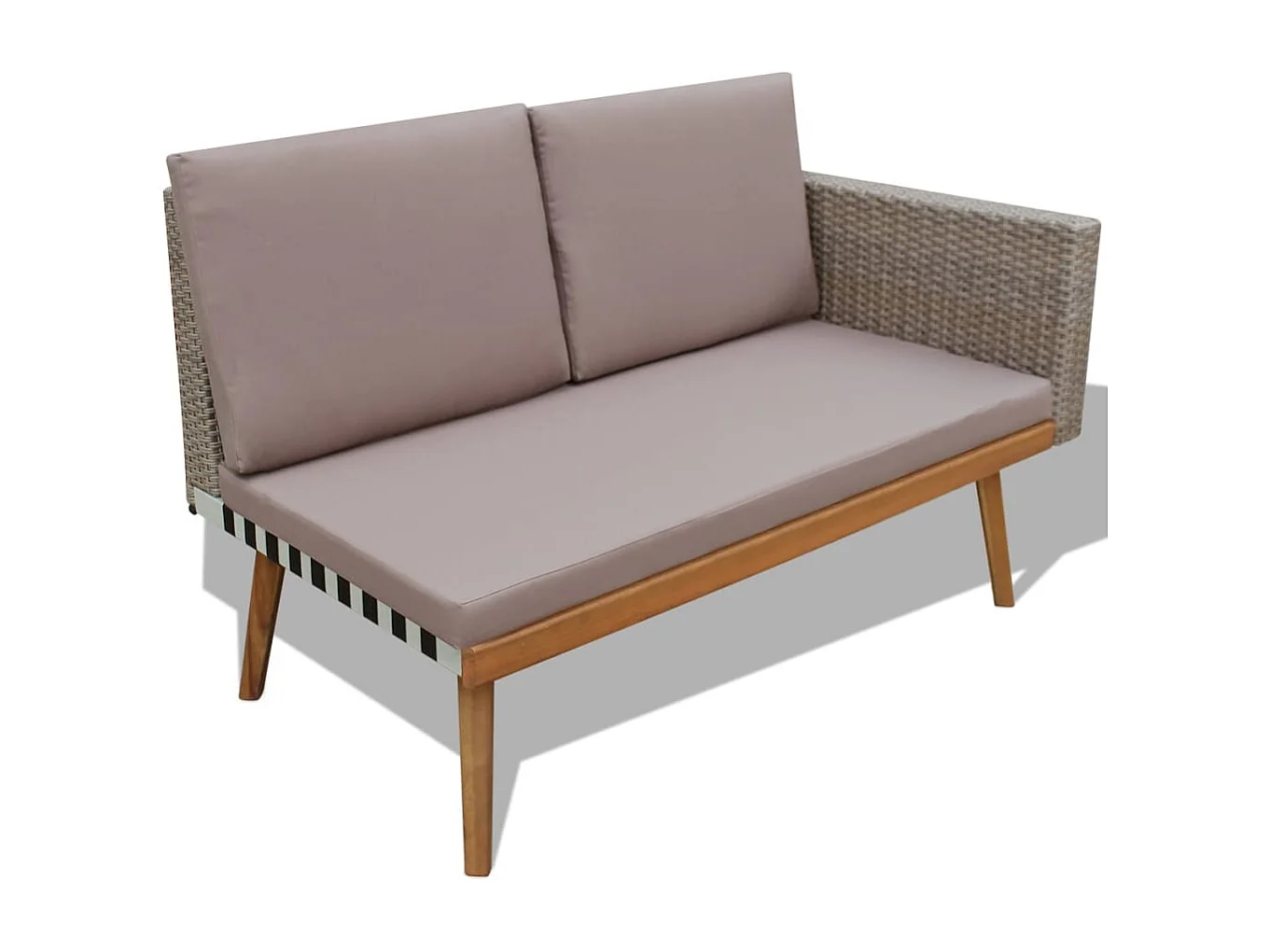 Salon de jardin 4 pcs avec coussins Résine tressée Gris