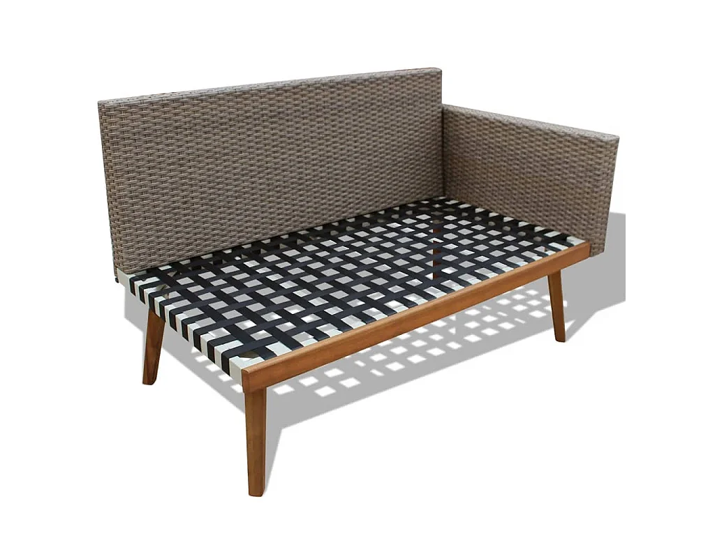 4 pcs conjunto lounge de jardim c/ almofadões vime PE cinzento