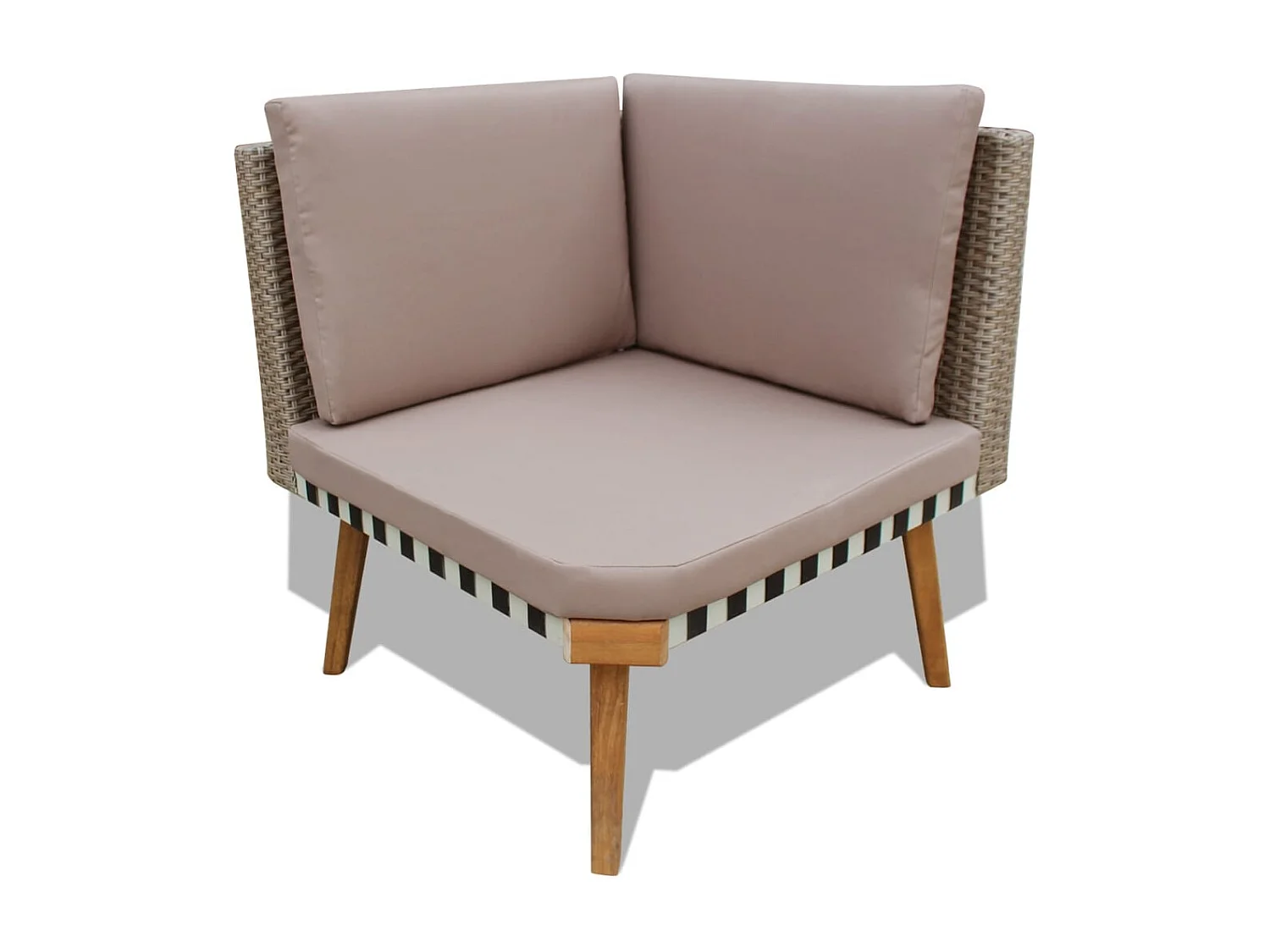 4 pcs conjunto lounge de jardim c/ almofadões vime PE cinzento