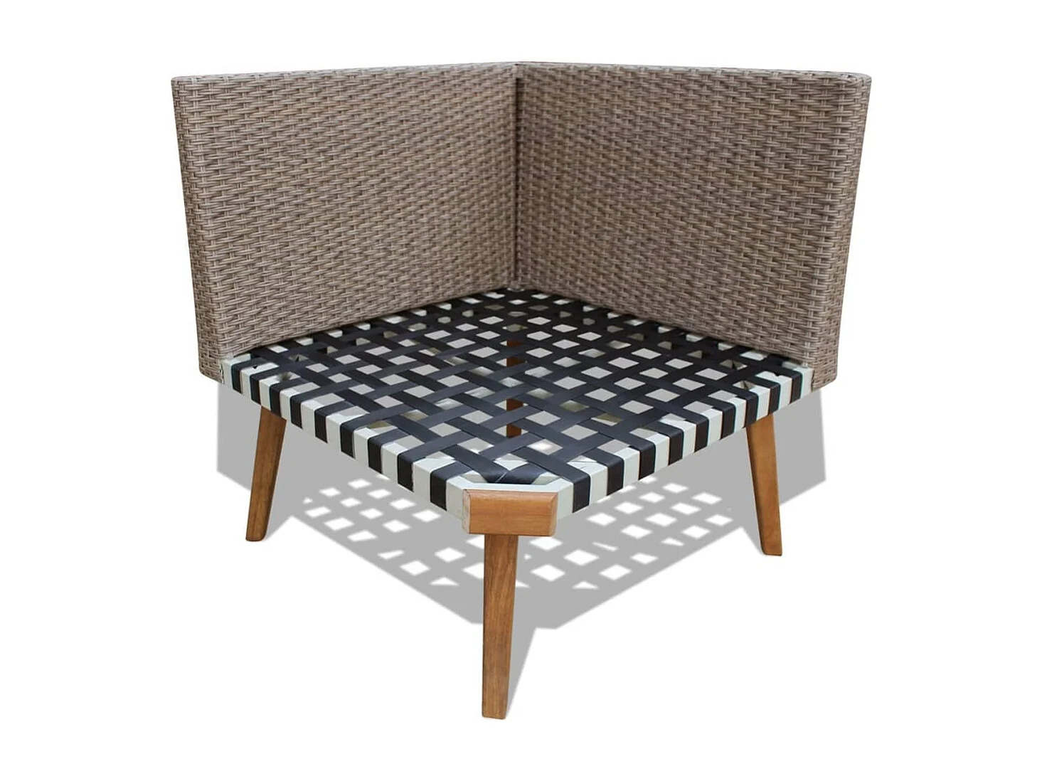 4 pcs conjunto lounge de jardim c/ almofadões vime PE cinzento