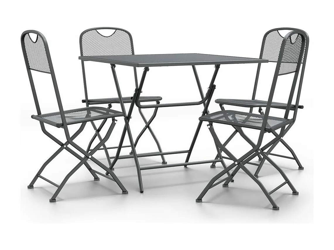 5 pcs conj. de jantar p/ jardim malha metal expandido antracite