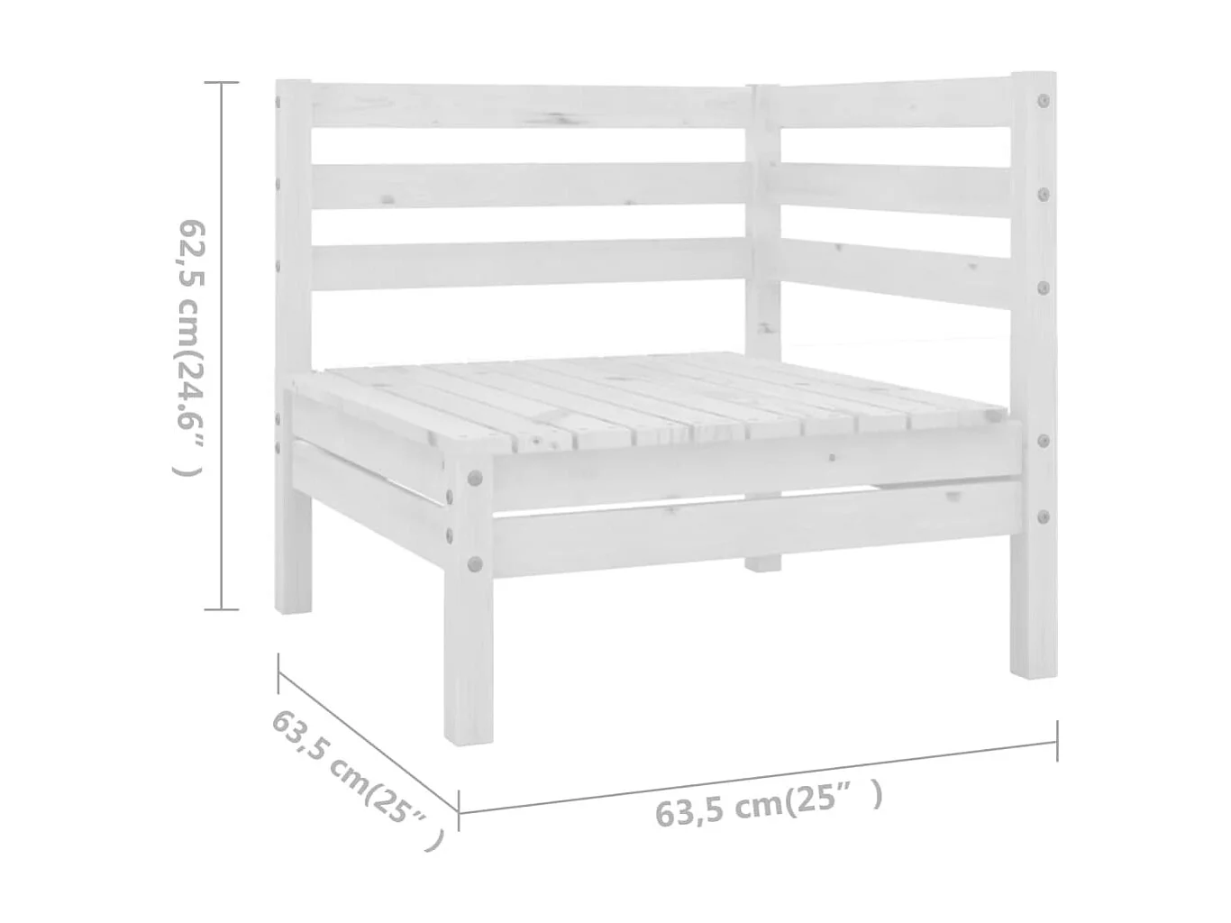 10 pcs conjunto lounge de jardim pinho maciço branco