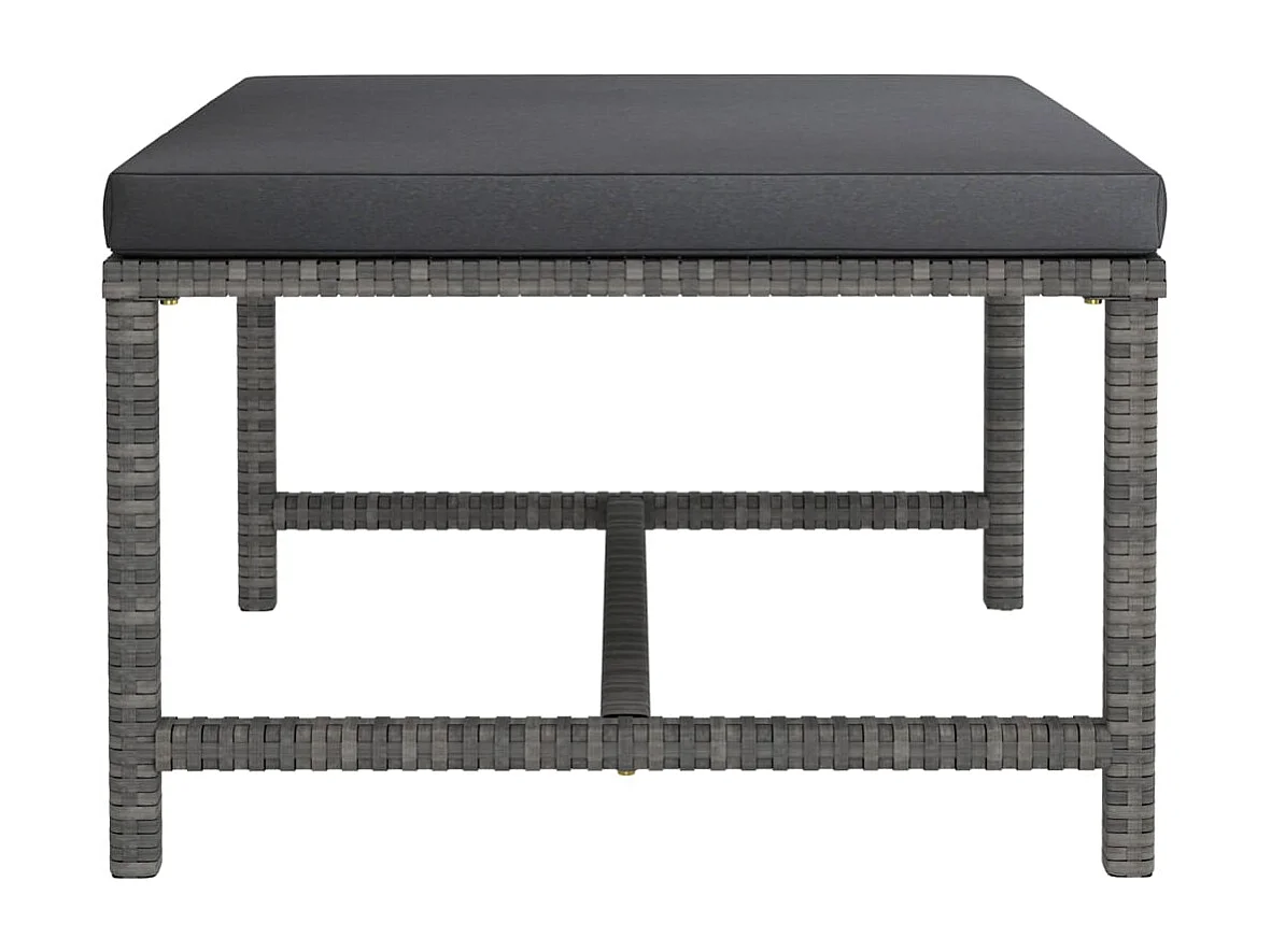 Set de muebles de jardín 12 pzas y cojines ratán sintético gris