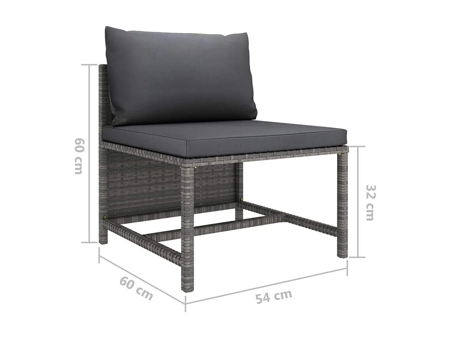 Salon de jardin 12 pcs avec coussins Résine tressée Gris