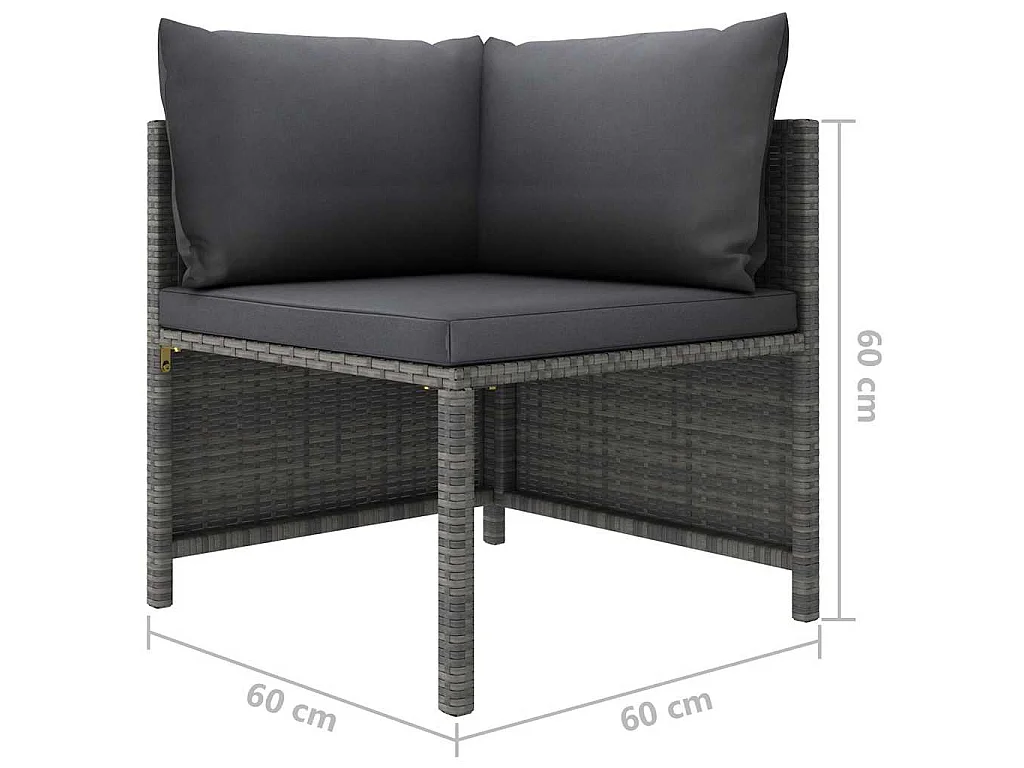 12-delige Loungeset met kussens poly rattan grijs