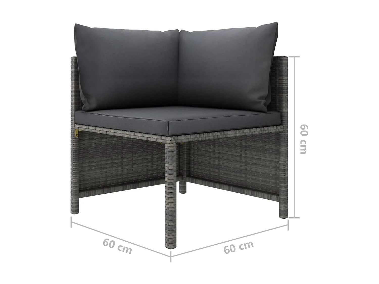 12-delige Loungeset met kussens poly rattan grijs
