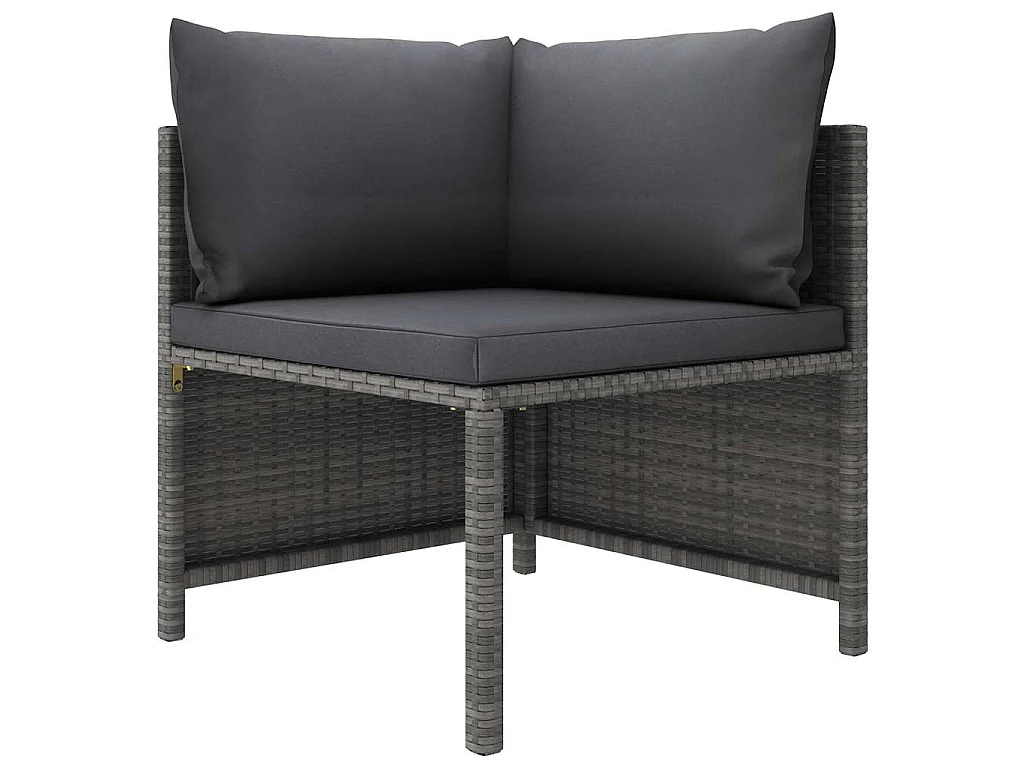 Salon de jardin 12 pcs avec coussins Résine tressée Gris