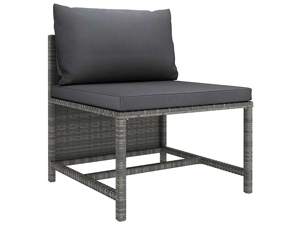 Salon de jardin 12 pcs avec coussins Résine tressée Gris
