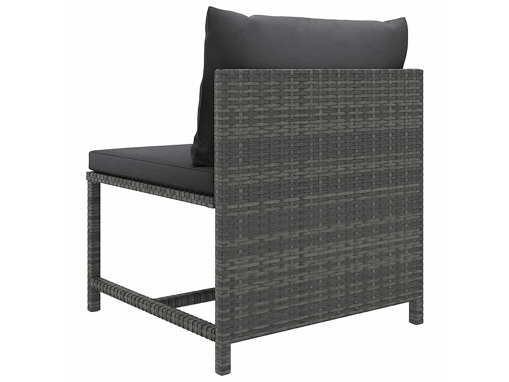 Salon de jardin 12 pcs avec coussins Résine tressée Gris