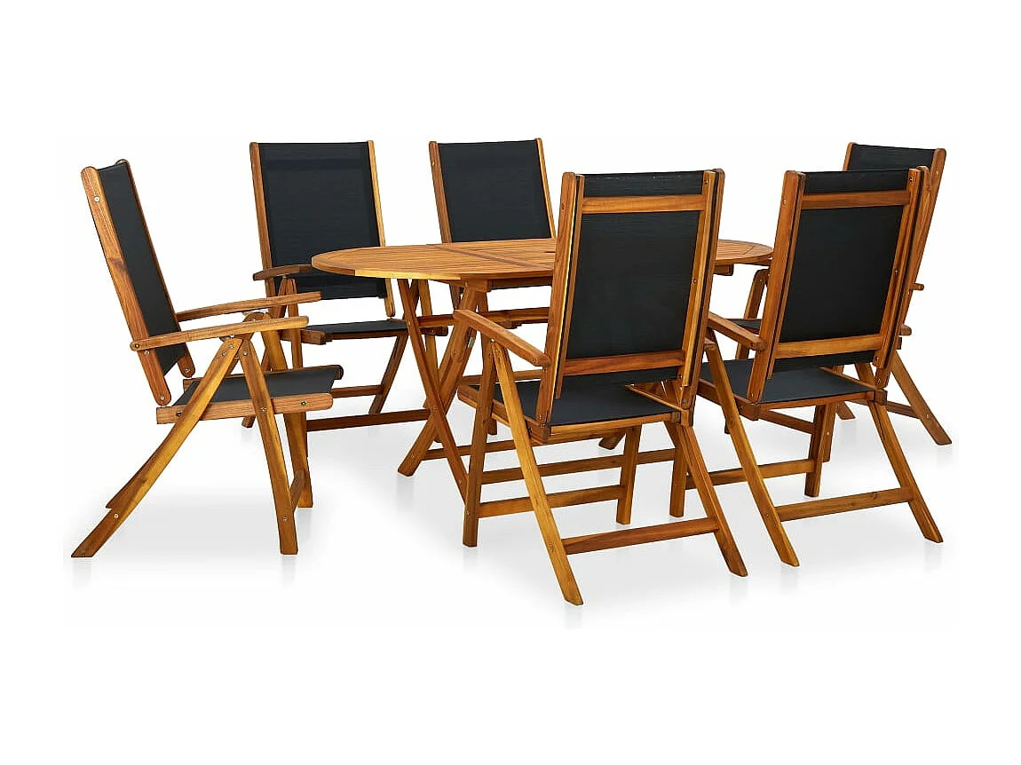 Ensemble à manger d'extérieur 7 pcs Bois d'acacia solide