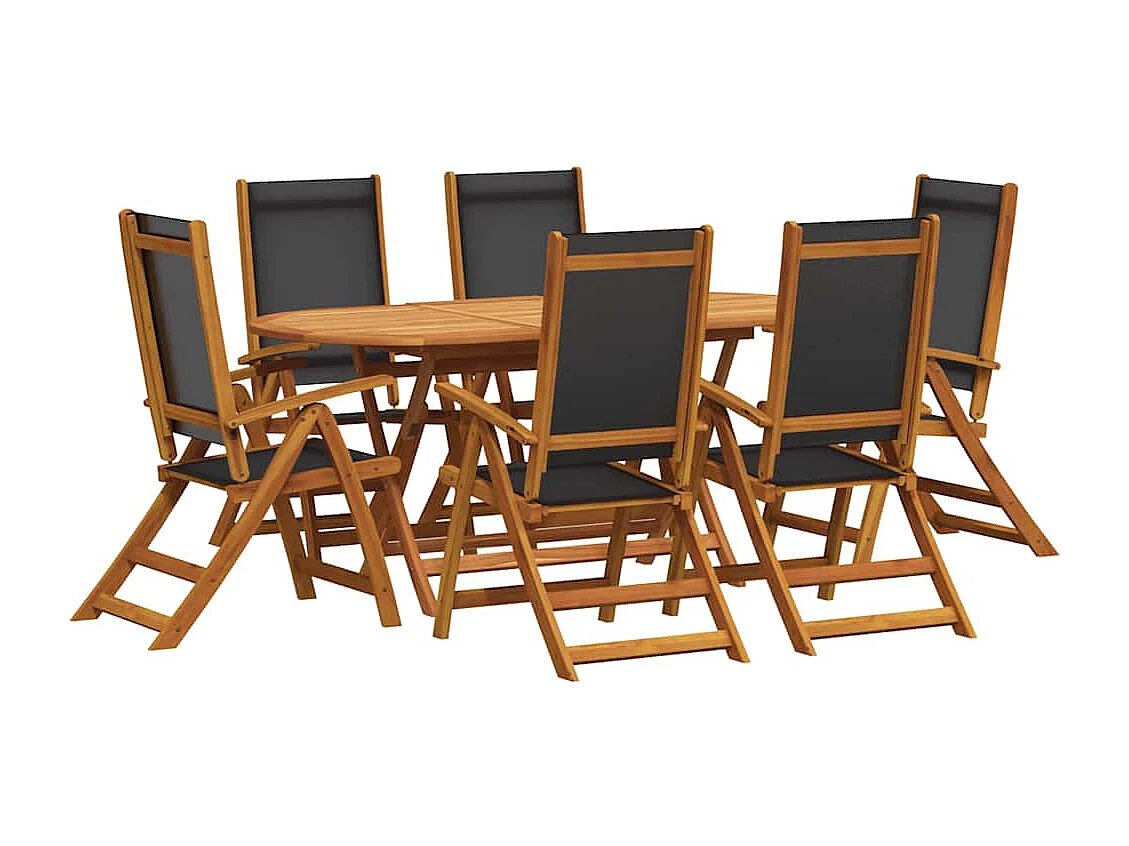 7 pcs conjunto de jantar exterior madeira acácia maciça