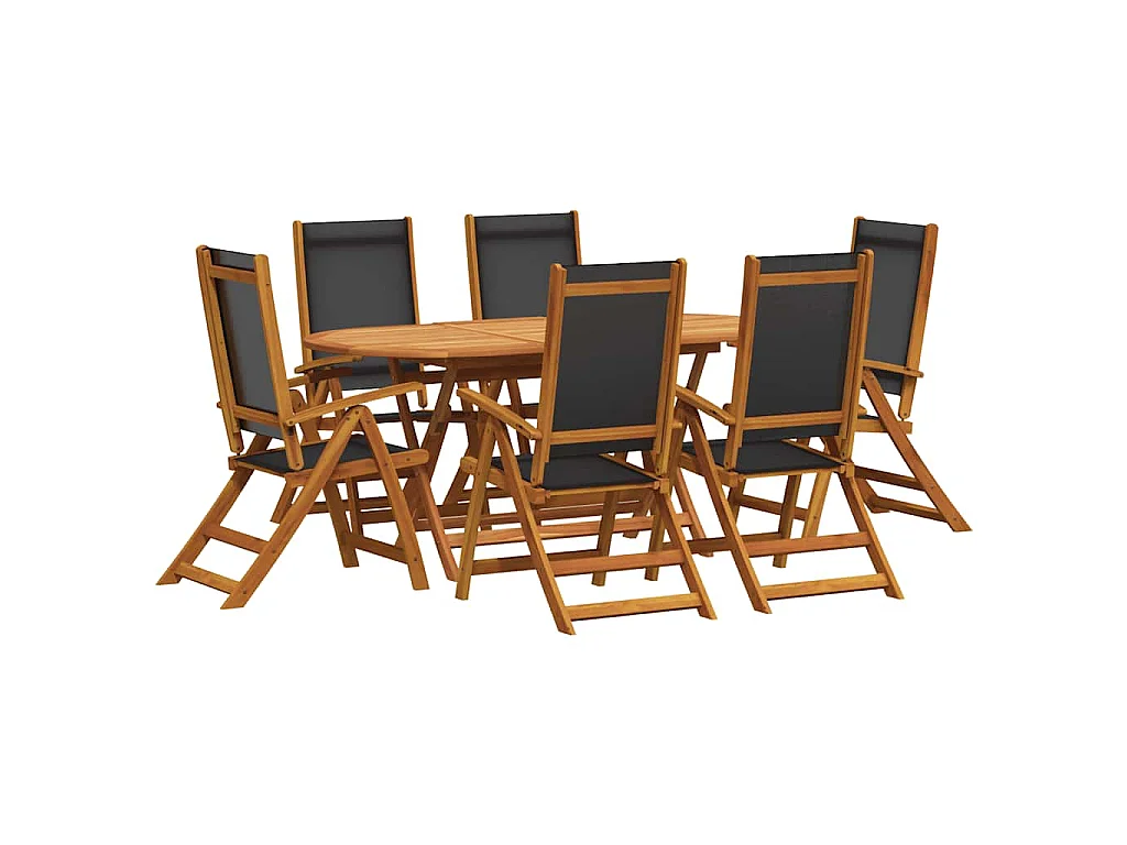 Set de comedor de jardín 7 piezas madera maciza de acacia