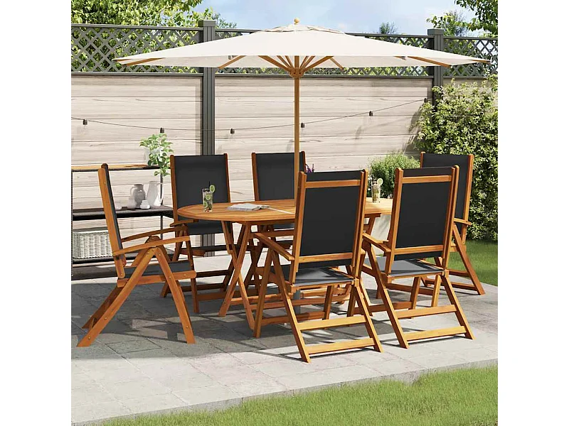 Ensemble à manger d'extérieur 7 pcs Bois d'acacia solide