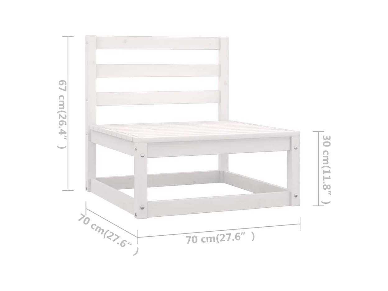 7-delige Loungeset met kussens massief grenenhout wit