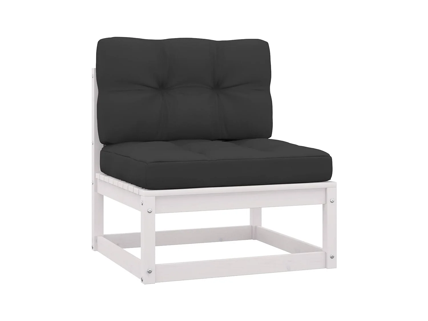 7-delige Loungeset met kussens massief grenenhout wit