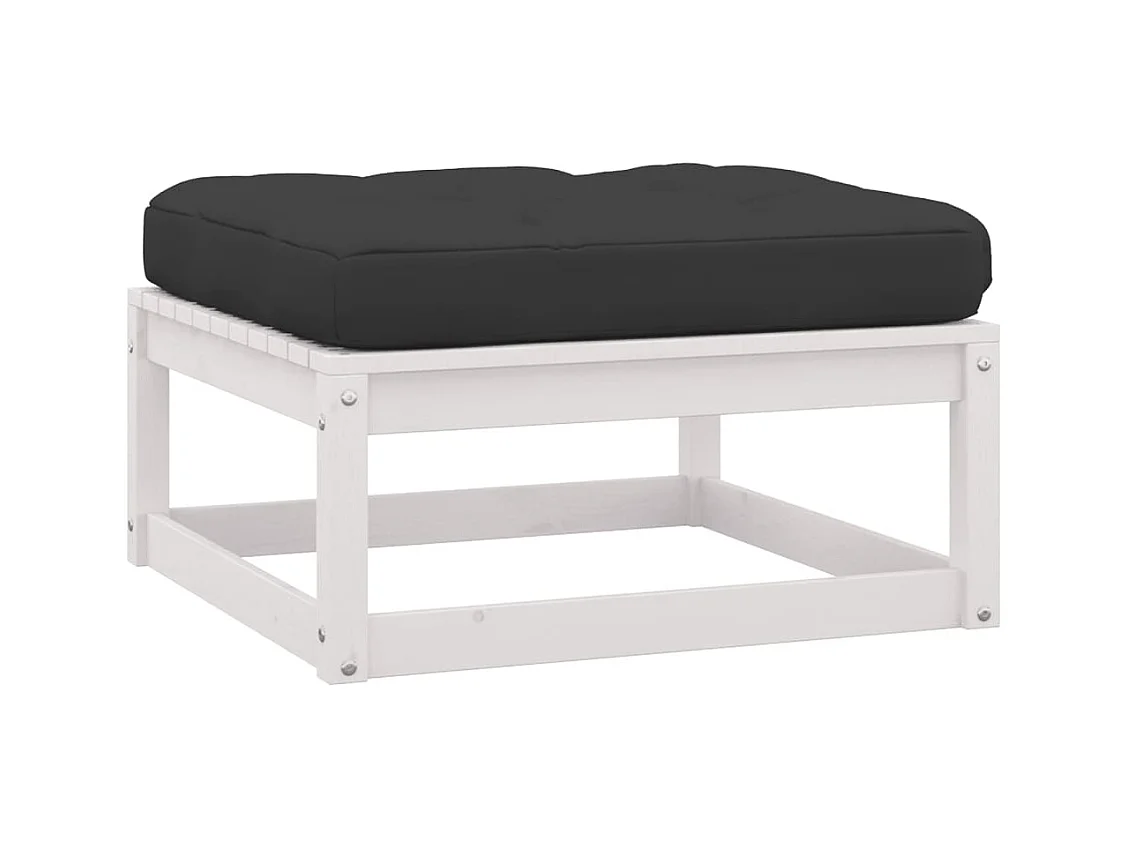 7-delige Loungeset met kussens massief grenenhout wit