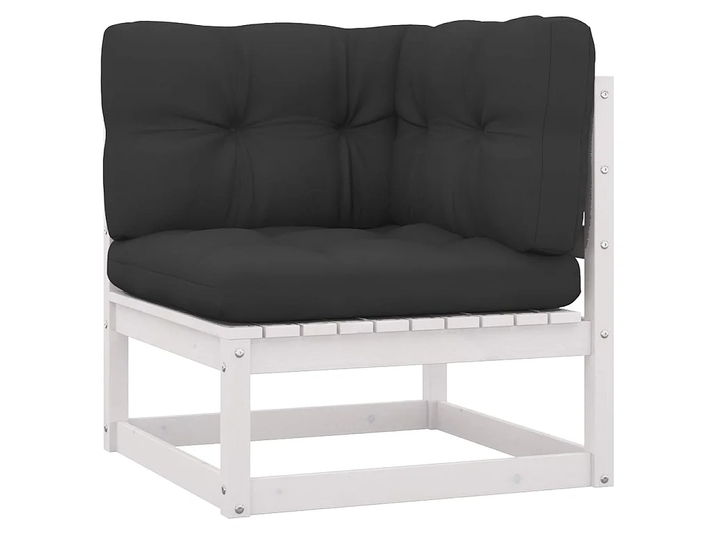 7-delige Loungeset met kussens massief grenenhout wit