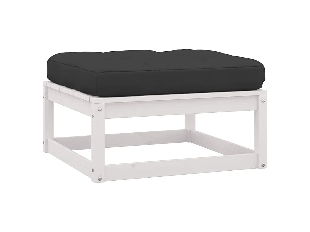7-delige Loungeset met kussens massief grenenhout wit