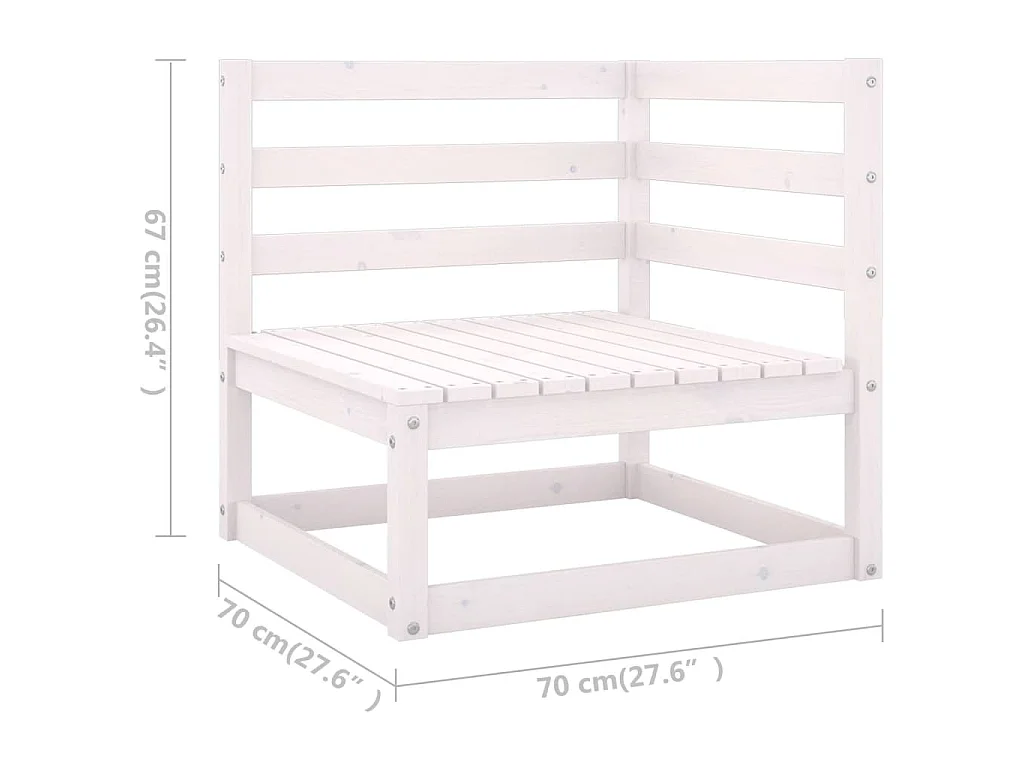 7-delige Loungeset met kussens massief grenenhout wit