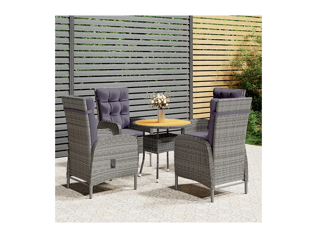 Ensemble de bistro de jardin 5 pcs Résine tressée Gris