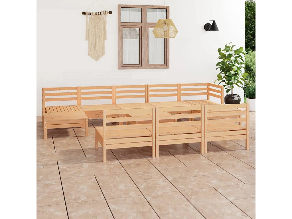 11-tlg. Garten-Lounge-Set Massivholz Kiefer