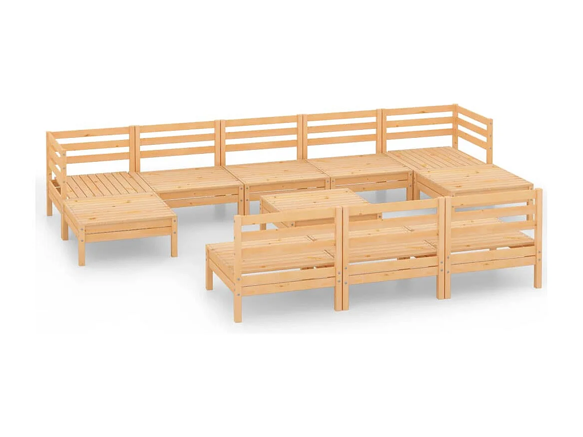 11-tlg. Garten-Lounge-Set Massivholz Kiefer