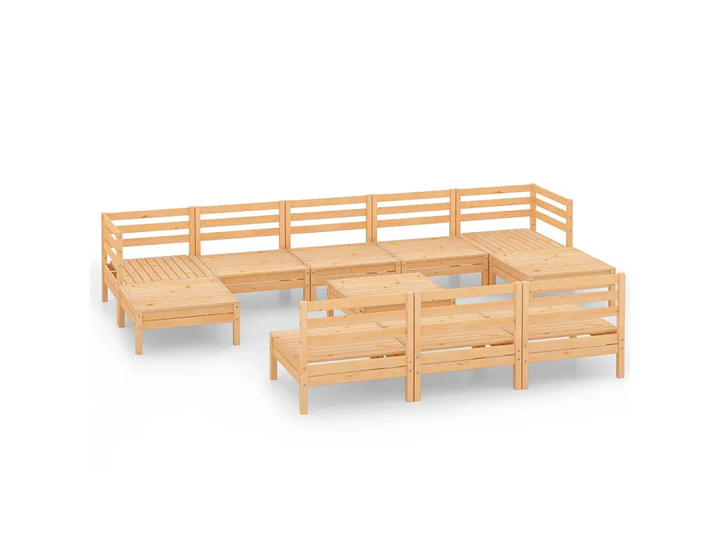 Set Salotto da Giardino 11 pz in Legno Massello di Pino