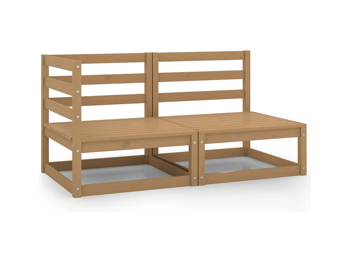 Salon de jardin 2 pcs marron miel bois de pin massif