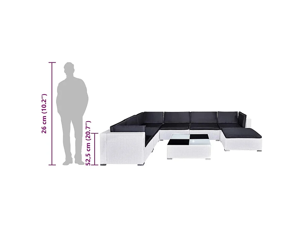 8-tlg. Garten-Lounge-Set mit Auflagen Poly Rattan Weiß