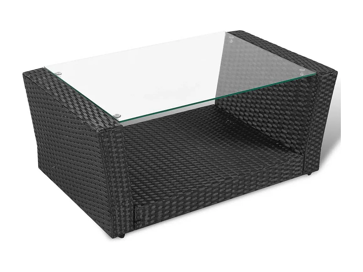 4-tlg. Garten-Lounge-Set mit Kissen Poly Rattan Schwarz