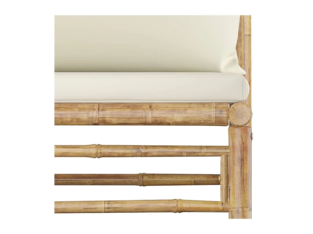 4-tlg. Garten-Lounge-Set mit Cremeweißen Kissen Bambus
