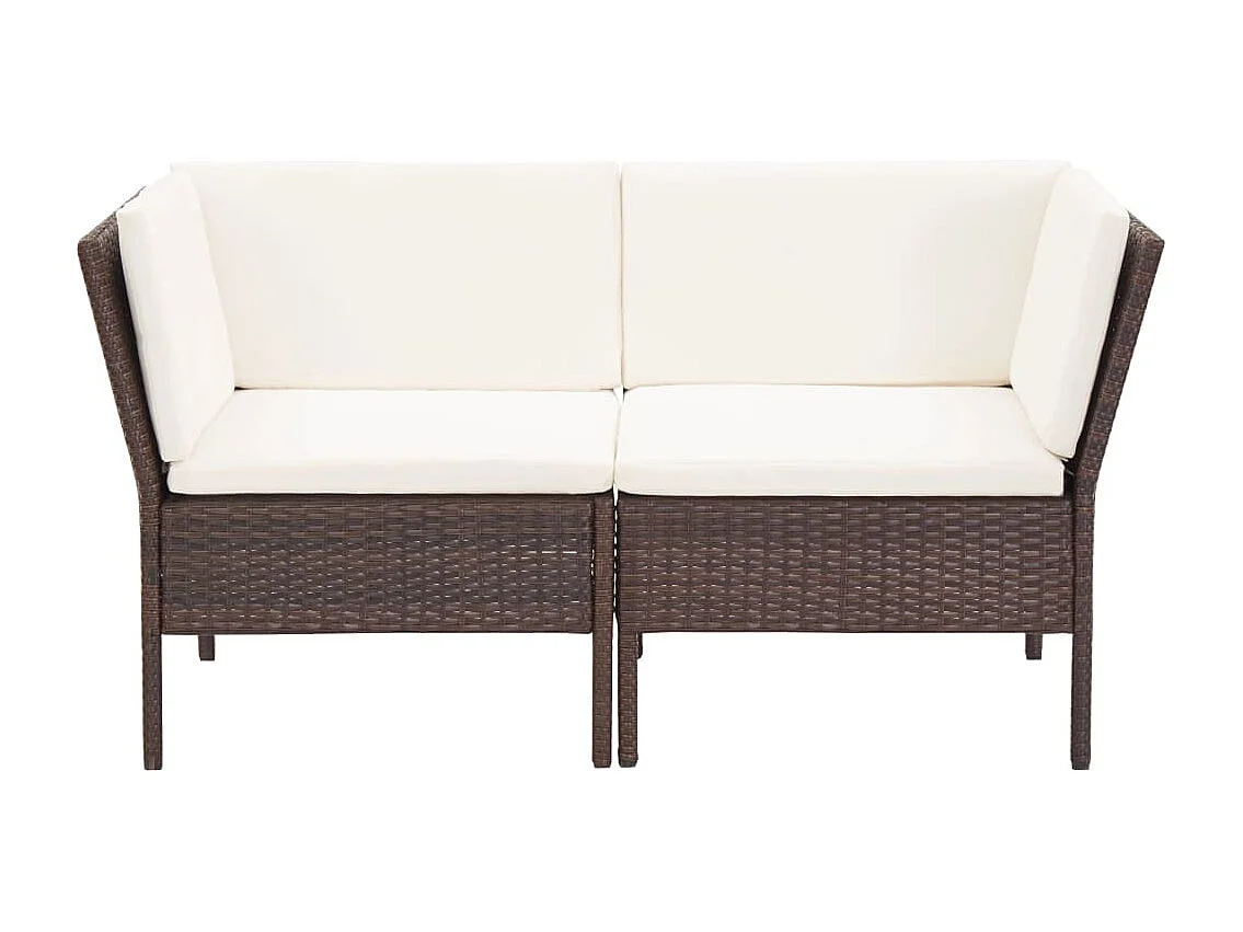 8-tlg. Garten-Lounge-Set mit Auflagen Poly Rattan Braun