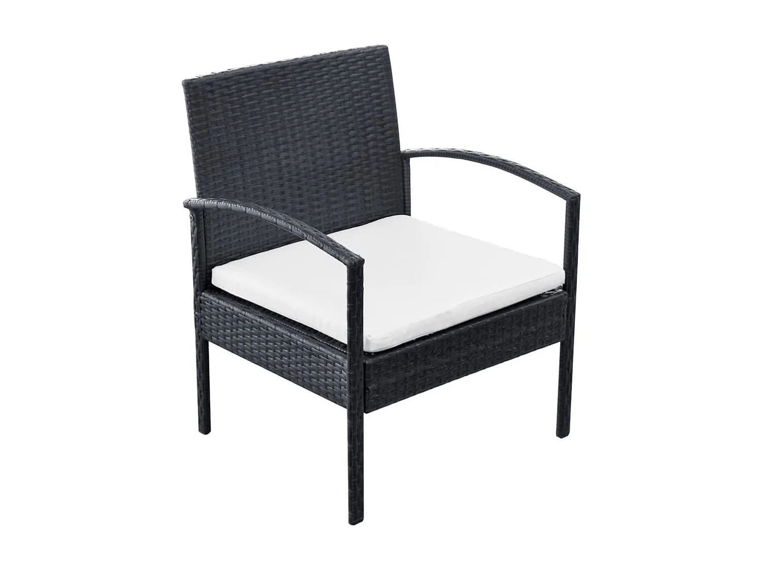 Salon de jardin 4 pcs avec coussins Résine tressée Noir