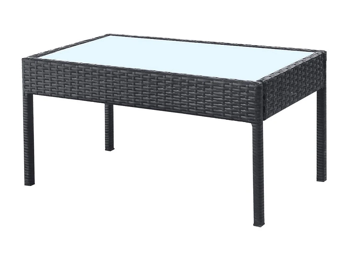 Salon de jardin 4 pcs avec coussins Résine tressée Noir