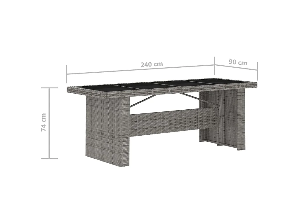 7-delige Tuinset met kussens poly rattan grijs