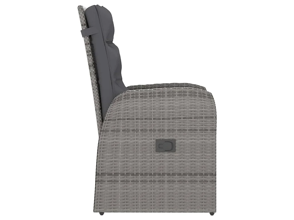 7-delige Tuinset met kussens poly rattan grijs
