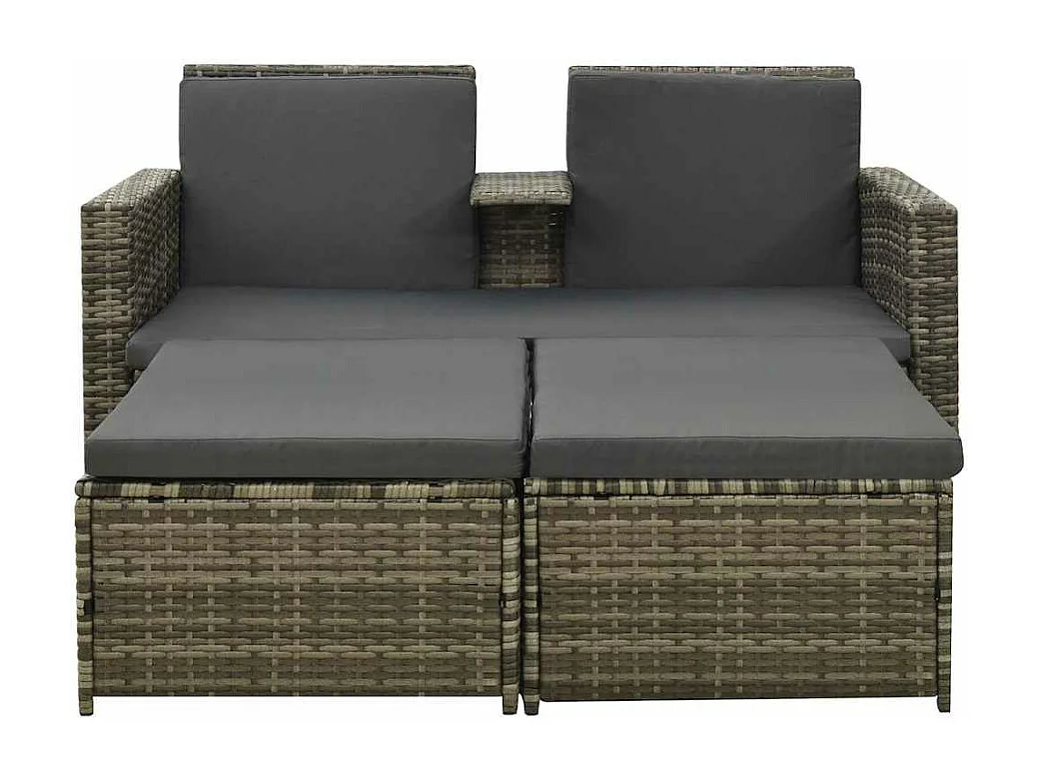 Salon de jardin 3 pcs avec coussins Résine tressée Gris