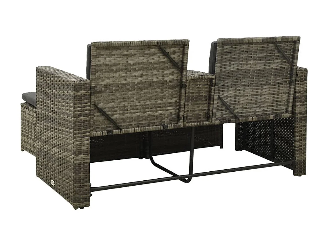 Salon de jardin 3 pcs avec coussins Résine tressée Gris