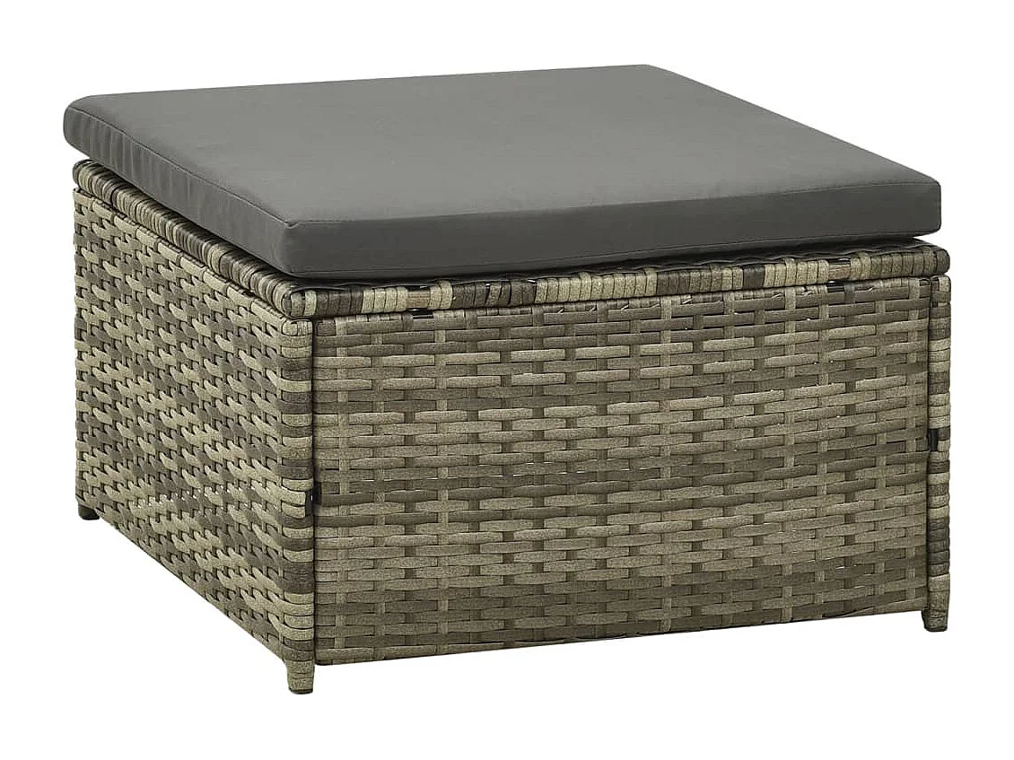 Salon de jardin 3 pcs avec coussins Résine tressée Gris