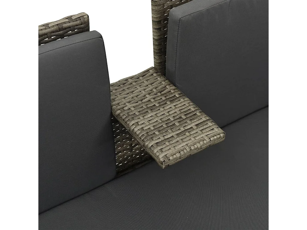 Salon de jardin 3 pcs avec coussins Résine tressée Gris