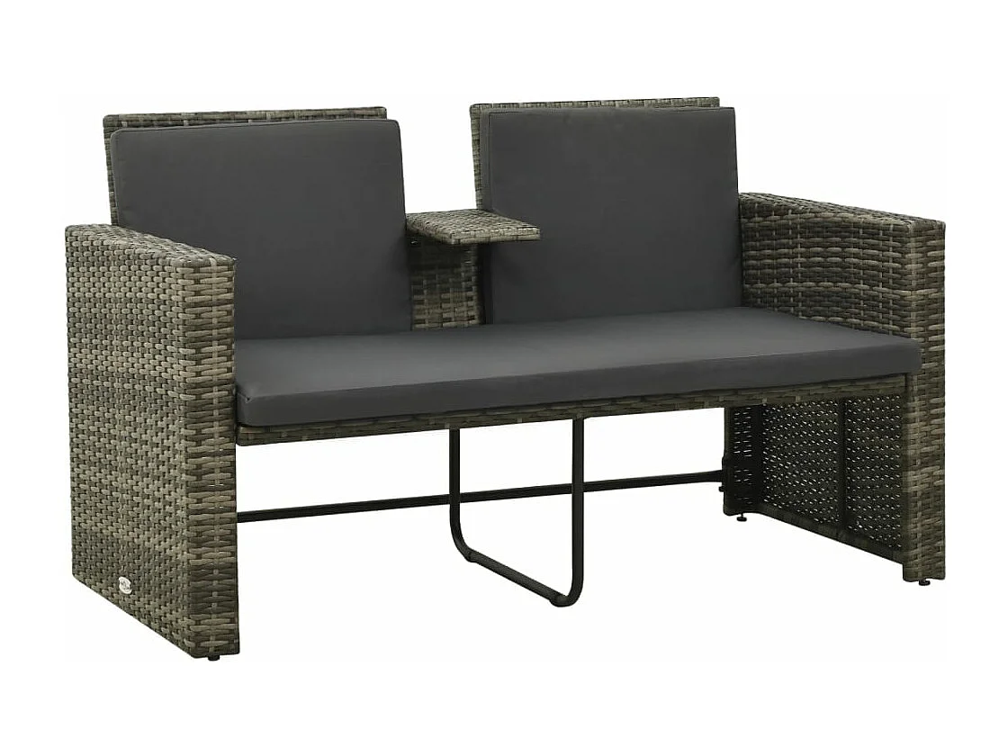 Salon de jardin 3 pcs avec coussins Résine tressée Gris