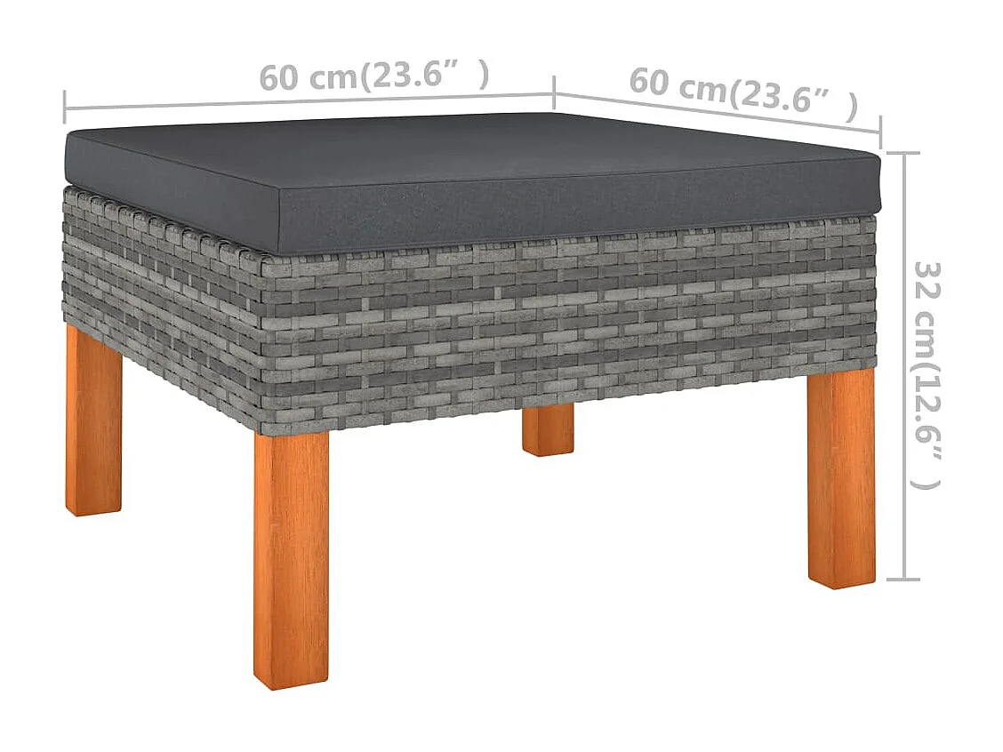 Salon de jardin 4 pcs avec coussins Résine tressée Gris