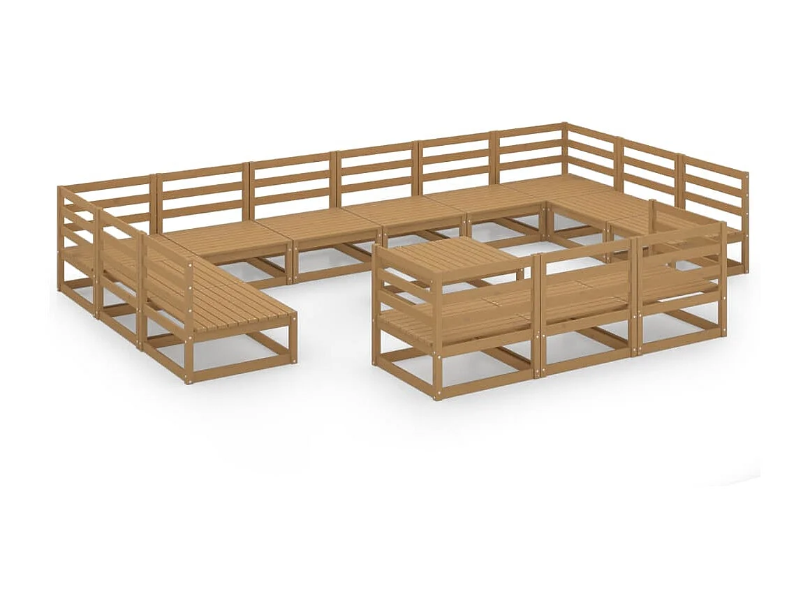 14-tlg. Garten-Lounge-Set Massivholz Kiefer