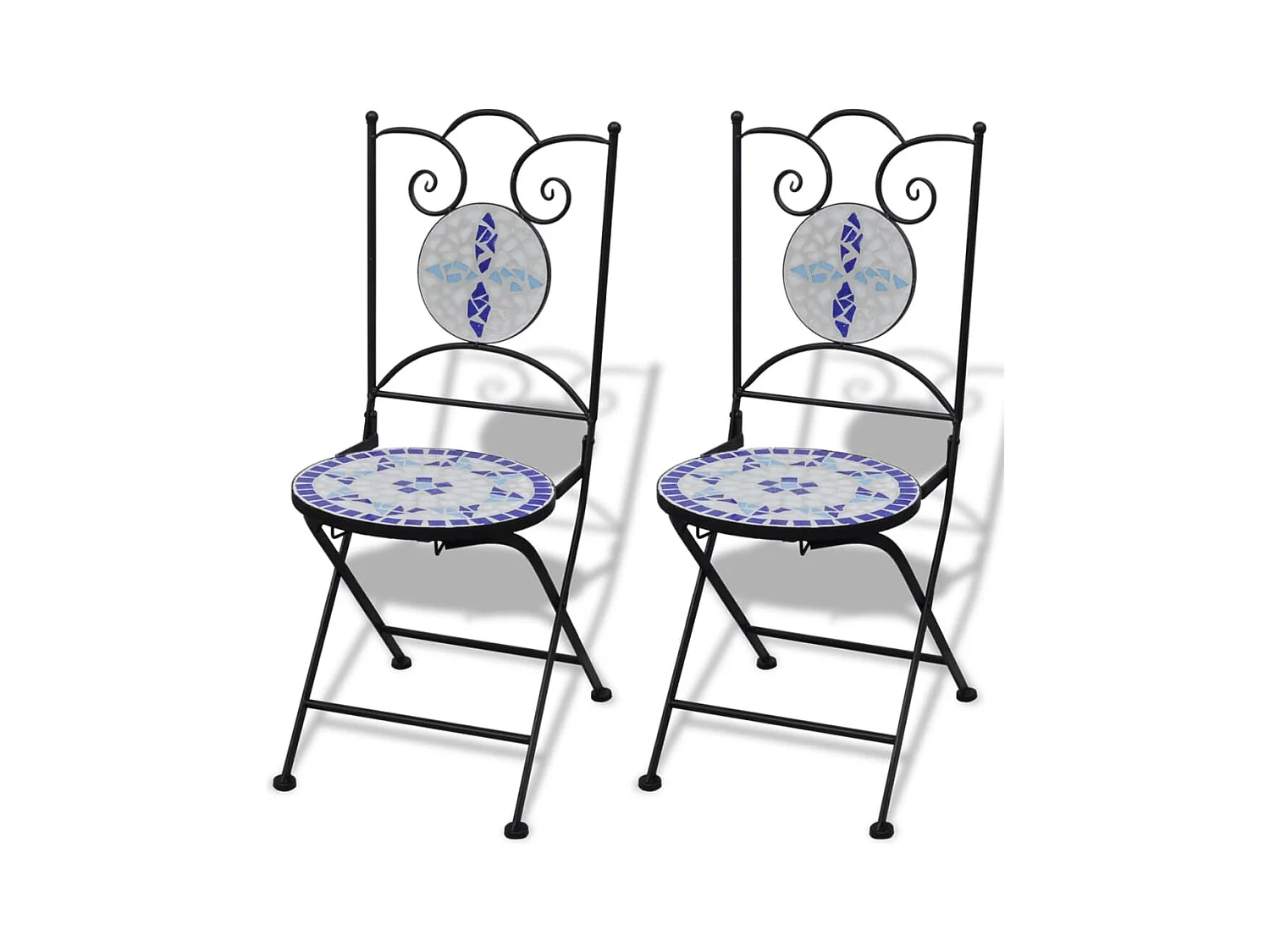 Ensemble de bistro 3 pcs Carreaux céramiques Bleu et blanc