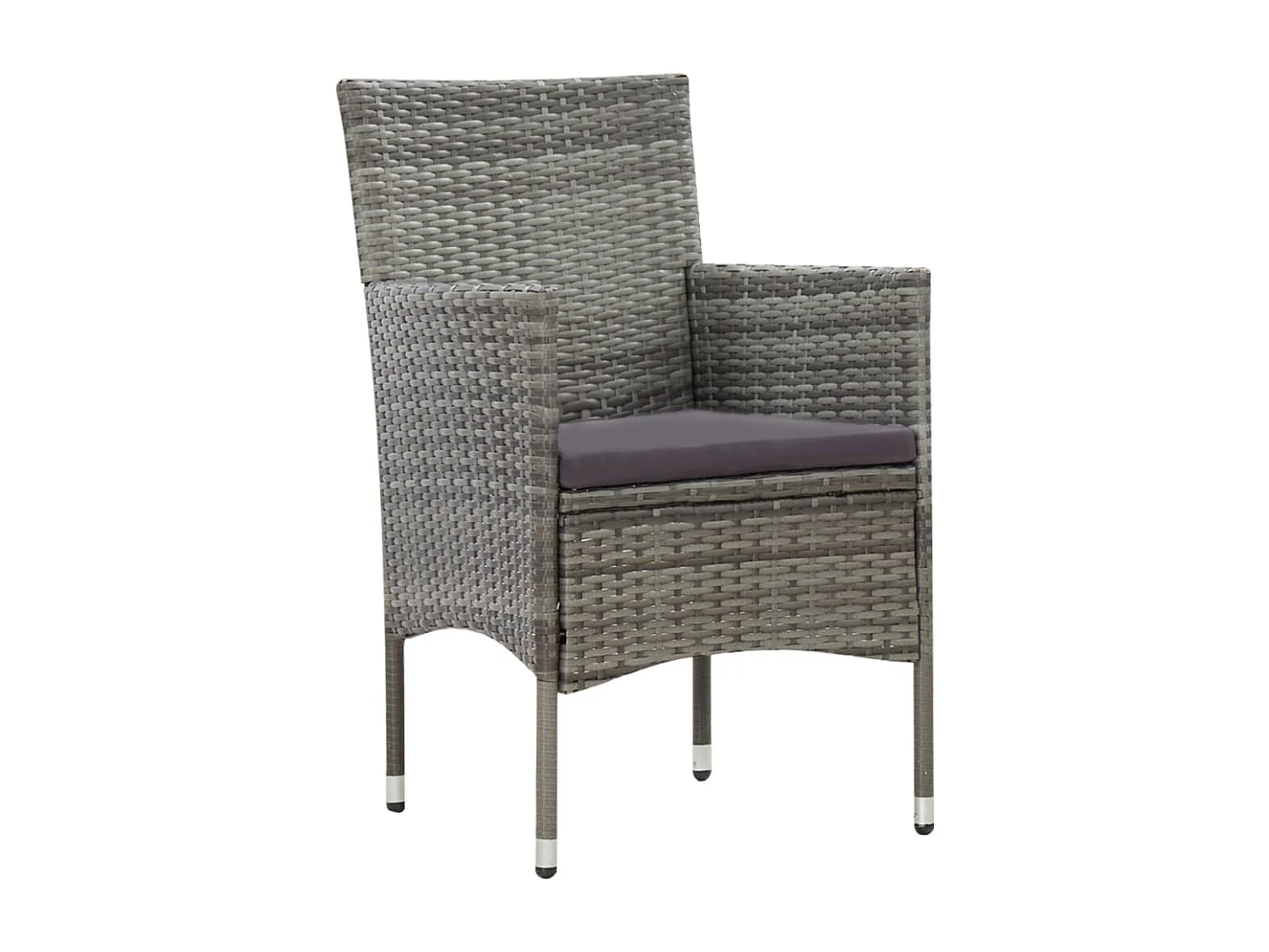 Salon de jardin 4 pcs avec coussins résine tressée gris